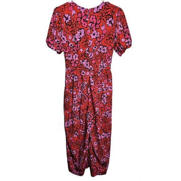 Boohoo Women's Floral Wide Leg Jumpsuit with Puff Sleeves Size 4 - Picture 1 of 10